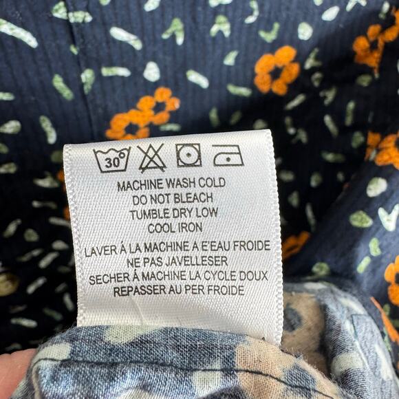 Dakota Grizzly NWOT Navy Orange Floral Pattern Short Sleeve Button Up Shirt XL - Picture 6 of 6